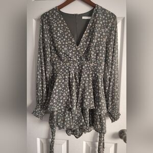 Altar'd State Charcoal Floral Peplum Blouse